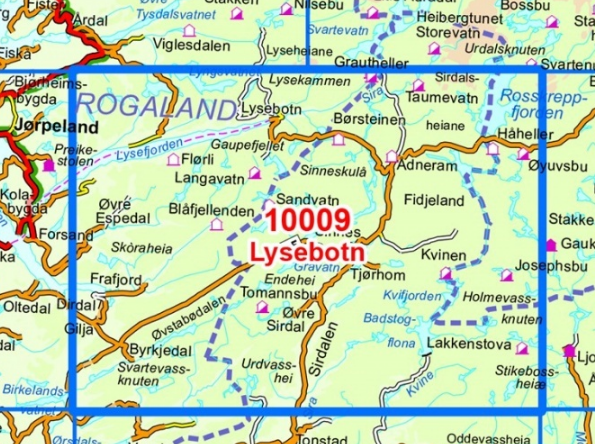 TOPO Wandelkaart 10009 - Lysebotn- Rogaland - Nordeca AS