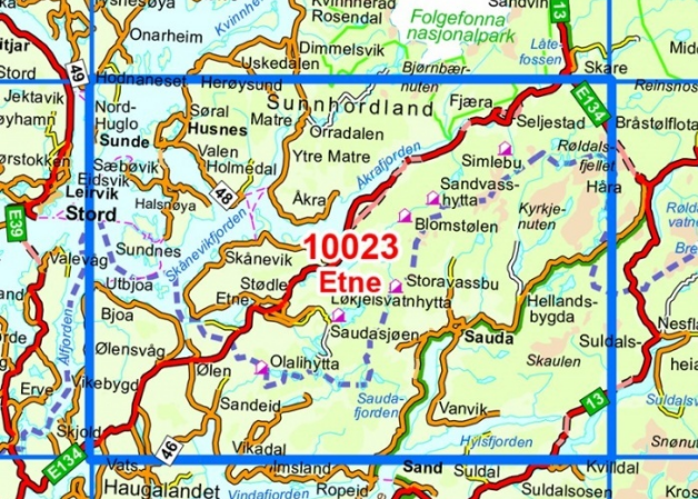 TOPO Wandelkaart 10023 - Etne- Hordaland - Nordeca AS