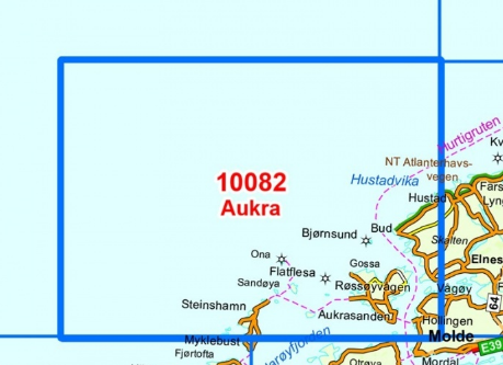 TOPO Wandelkaart 10082 - Aukra- Møre og Romsdal - Nordeca AS