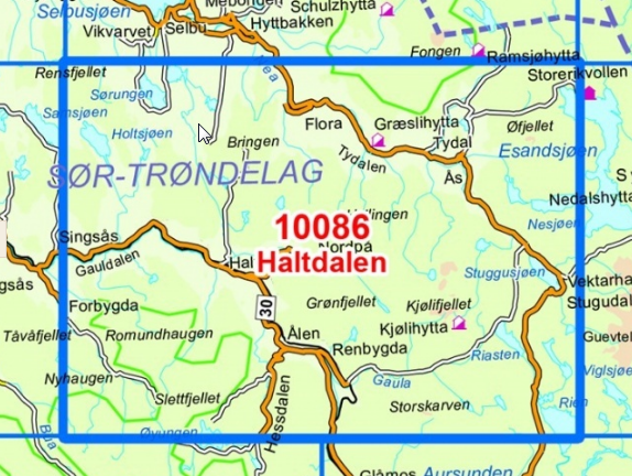 TOPO Wandelkaart 10086 - Haltdalen- Sør-Trøndelag - Nordeca AS
