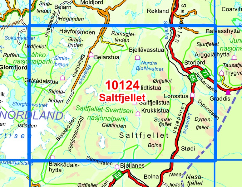 TOPO Wandelkaart 10124 - Saltfjellet- Nordland - Nordeca AS