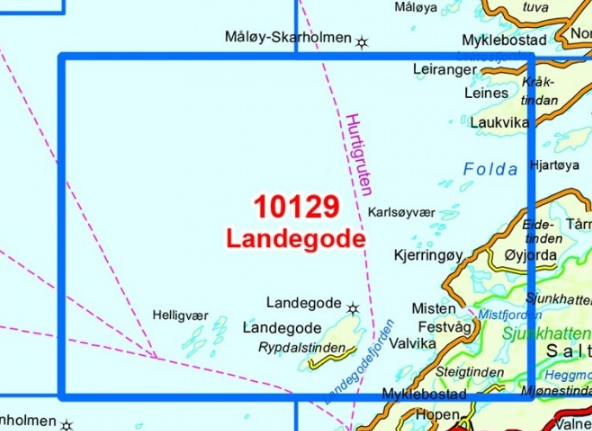 TOPO Wandelkaart 10129 - Landegode- Nordland - Nordeca AS