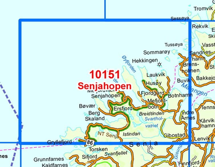 TOPO Wandelkaart 10151 - Senjahopen- Troms county - Nordeca AS