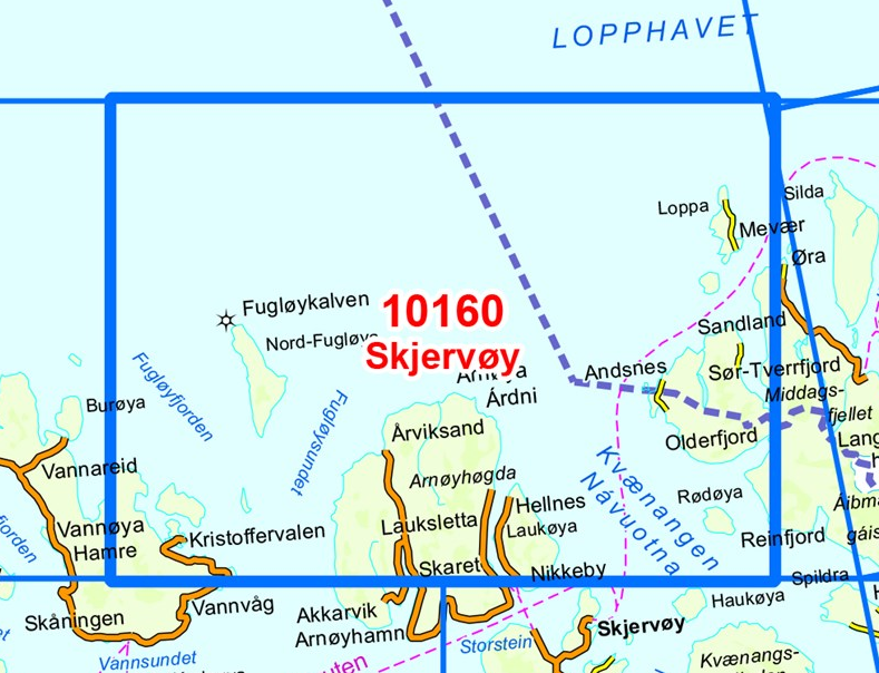 TOPO Wandelkaart 10160 - Skjervoy- Troms county - Nordeca AS