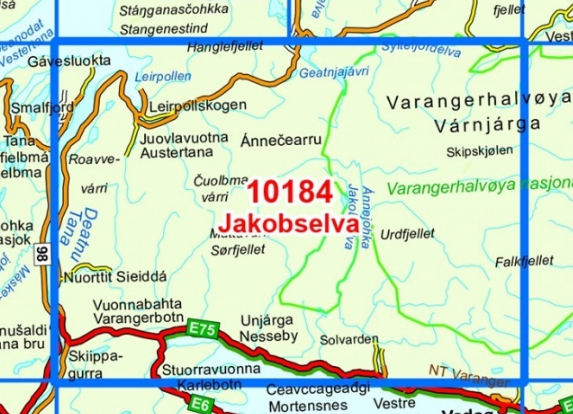 TOPO Wandelkaart 10184 - Jakobselva- Finnmark - Nordeca AS