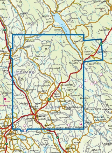 TOPO Wandelkaart 2220 - Elverum- Hedmark - Nordeca AS