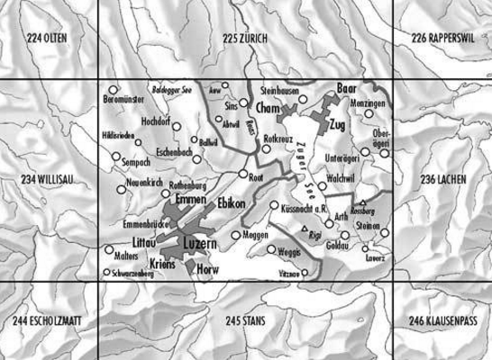 Topografische kaart 235 - Rotkreuz Zug Zwitserland - Swisstopo