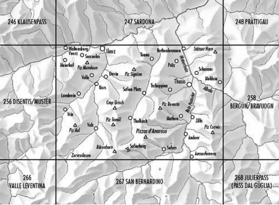 Topografische kaart 257 - Safiental Graubünden - Swisstopo
