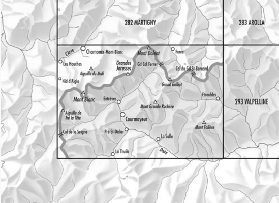 Topografische kaart 292 - Courmayeur Valle d'Aoste - Swisstopo