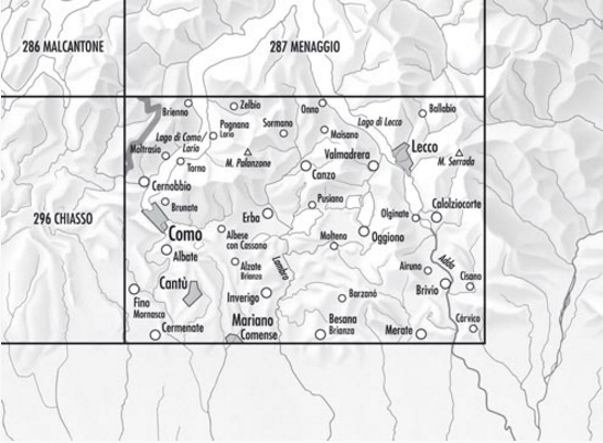 Topografische kaart 297 - Como Lombardije Italië - Swisstopo