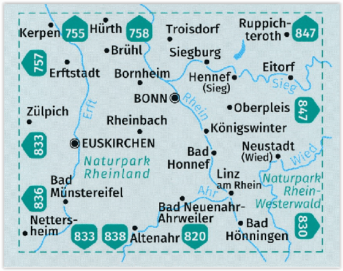 TOPO Wandelkaart 822 - Bonn- Siebengebirge & Ahrtal - Kompass