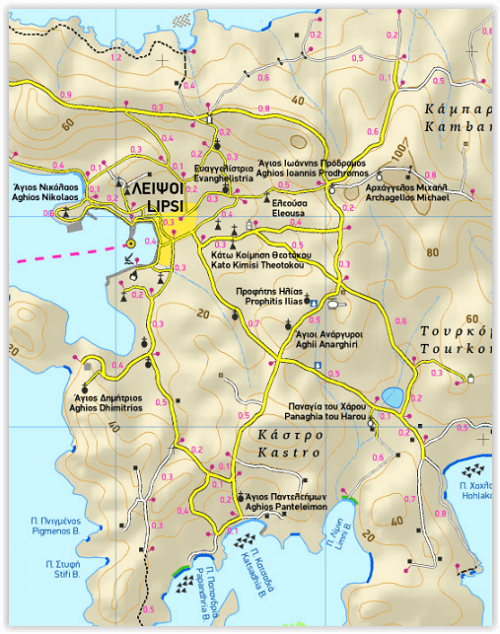 Wandelkaart 334 - Arki- Lipsi & Aghathonisi - Terrein Maps