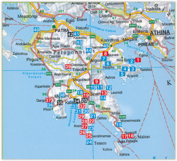 Wandelgids Peloponnesos - 45 wandelingen met GPS - Elmar