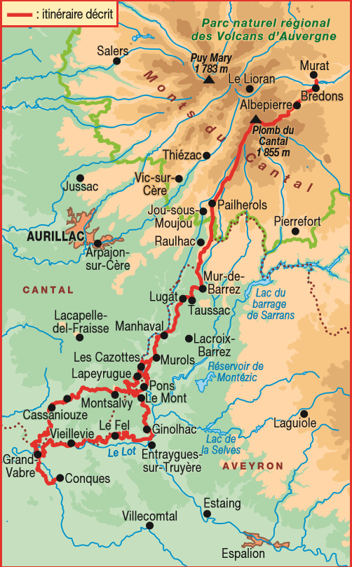 TOPO wandelgids GR465 - Monts du Cantal à la vallée du Lot - FFRP