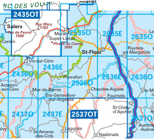 Wandelkaart 2537OT - Nasbinals & Monts d'Aubrac - IGN