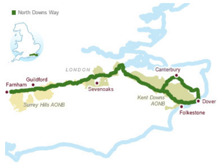 North Downs Way Nat. trail - Farnham to Dover - Cicerone
